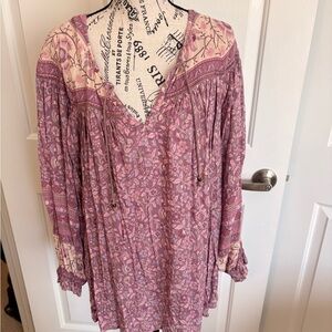 Spell Mauve Floral Peasant Tunic Medium EC FINAL PRICE